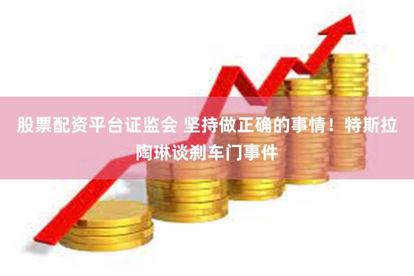 股票配资平台证监会 坚持做正确的事情！特斯拉陶琳谈刹车门事件