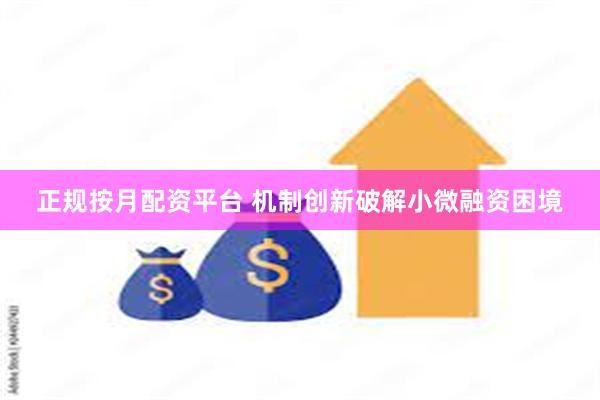 正规按月配资平台 机制创新破解小微融资困境